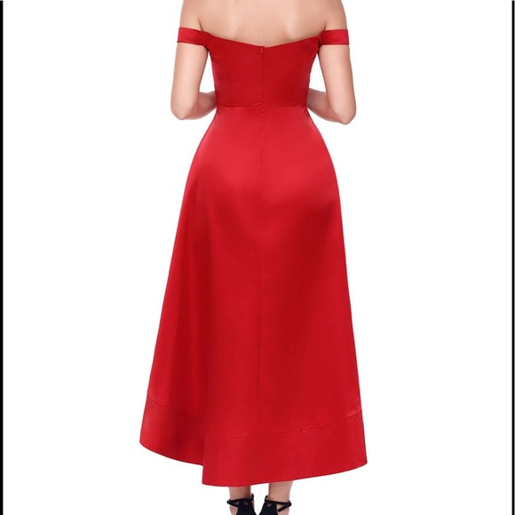 Red High-Low off shoulder - Picture 2 of 8